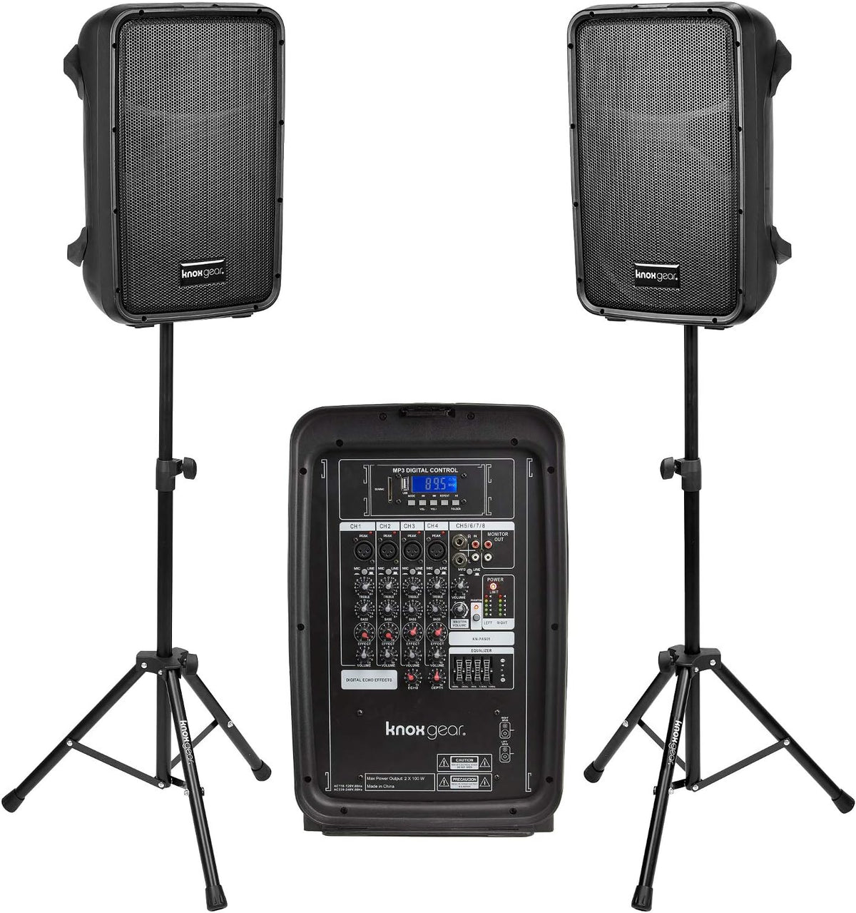 8 Channel Bluetooth PA System with Wired Microphone and Tripods F29029