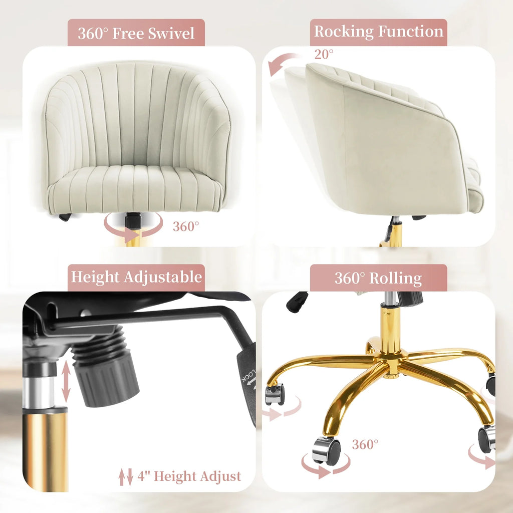 Velvet Swivel Office Chair with Wheels M224