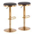 Faux Leather Barstools in Gold/Black (Set of 2) E80337