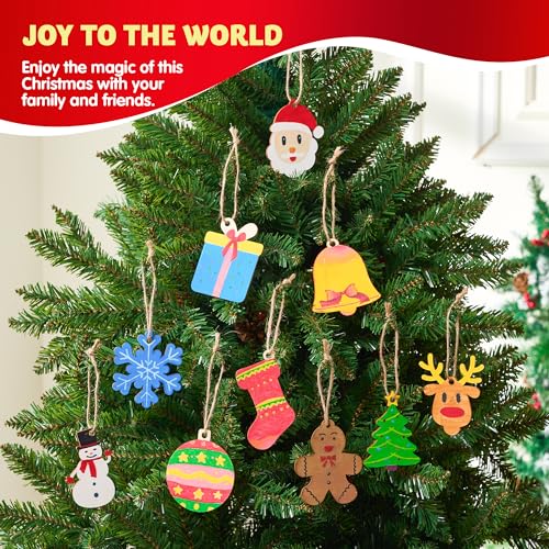 100 Pcs Unfinished Wood Ornaments with 8 Watercolor Pens H869540
