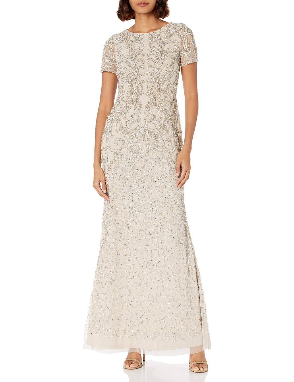 Biscotti Beige Embellished Gown P473734