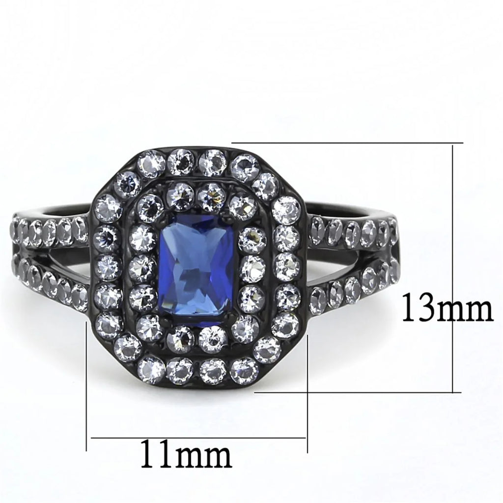 Stainless Steel Engagement Ring with Synthetic Glass Stone C945