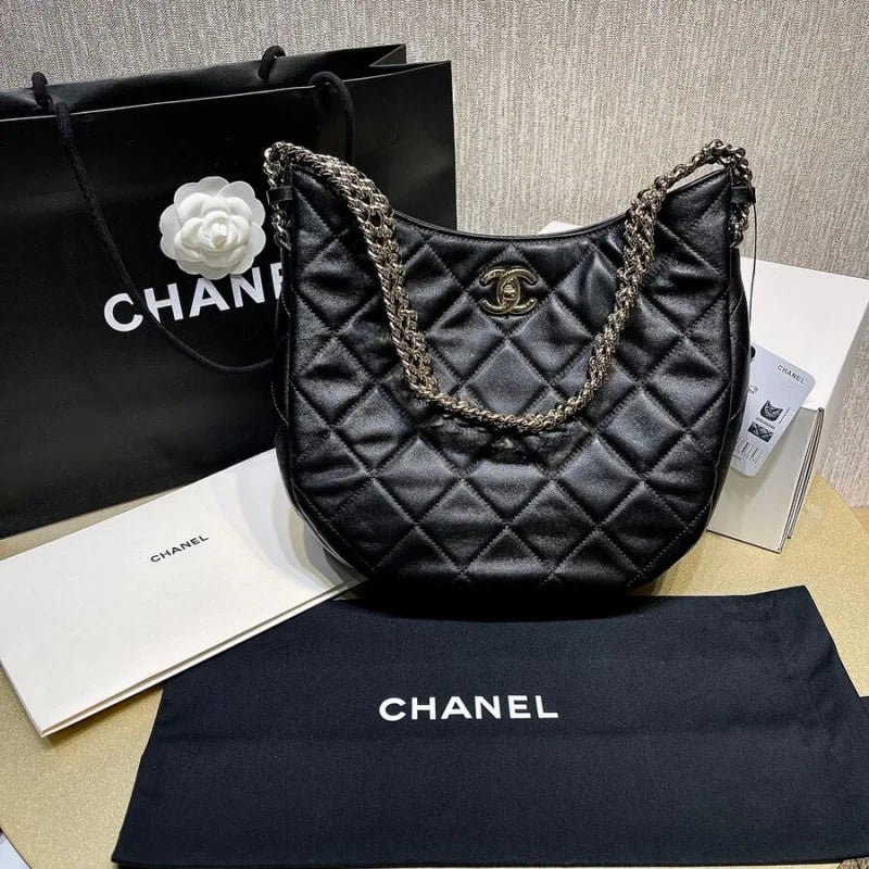 Black Lambskin Hobo Bag W895640