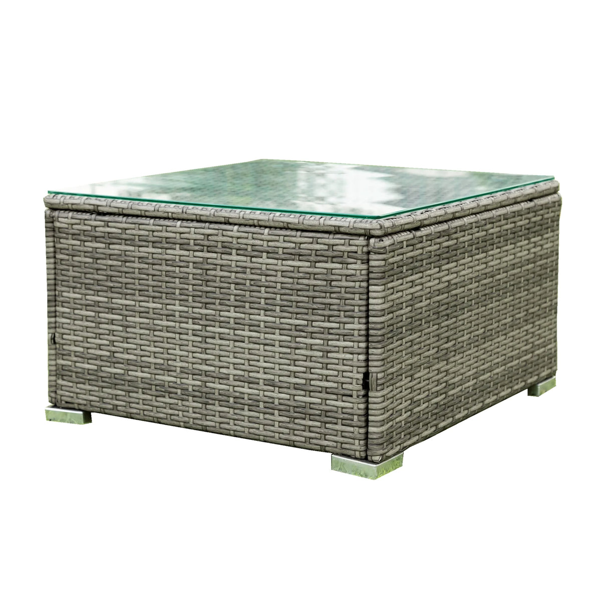 Creme 4 Piece Patio Sectional Wicker Rattan Outdoor Furniture Sofa Set with Storage Box D4560