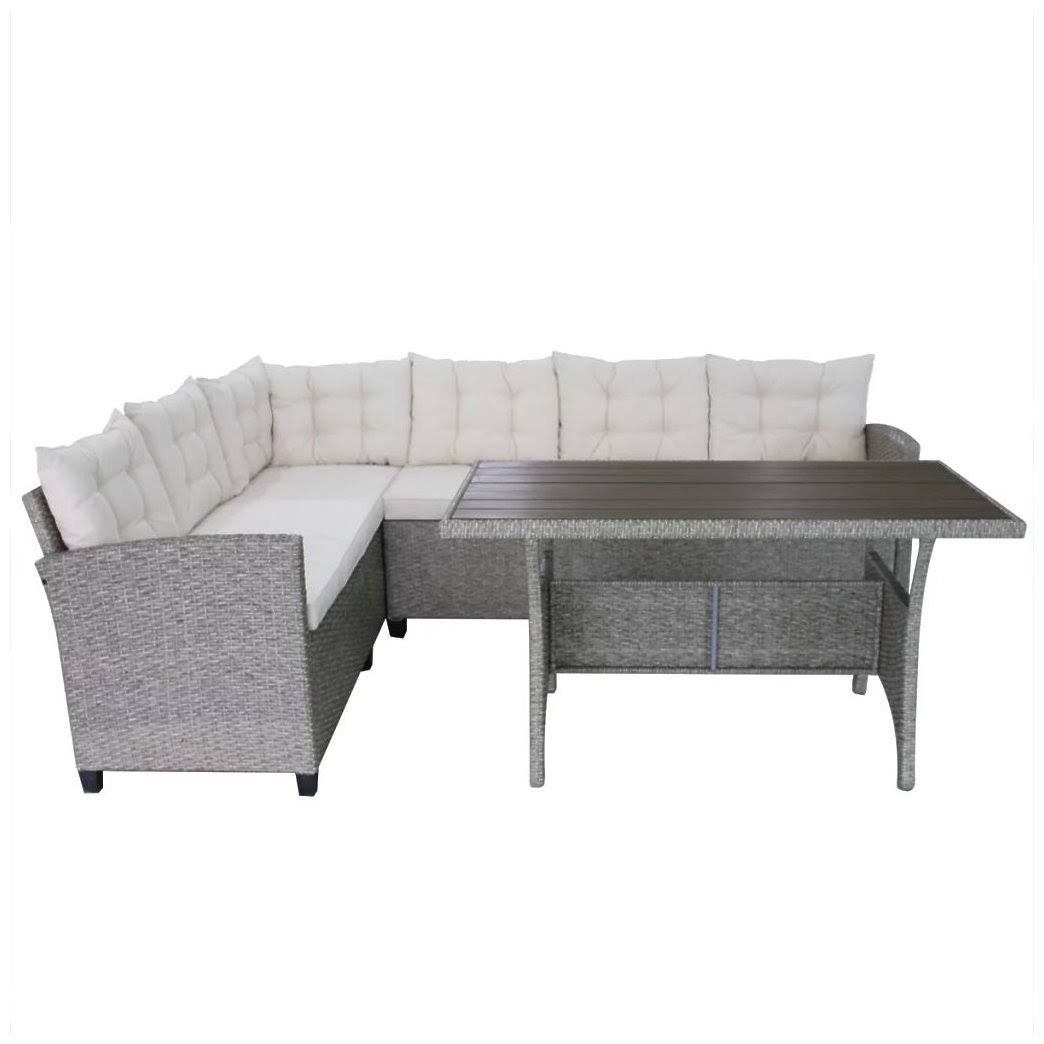 Gray Poly Rattan Garden Corner Sofa Set 12 Piece E9114
