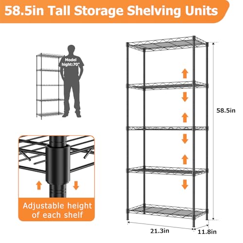 5-Tier Adjustable Metal Wire Shelving Unit E3569