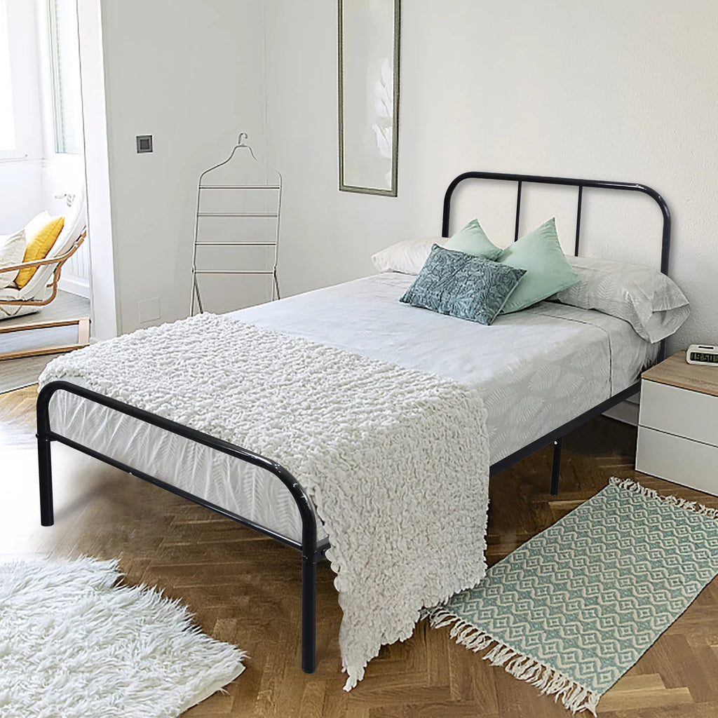 Twin XL Black Metal Bed Frame with Headboard and Footboard G134079