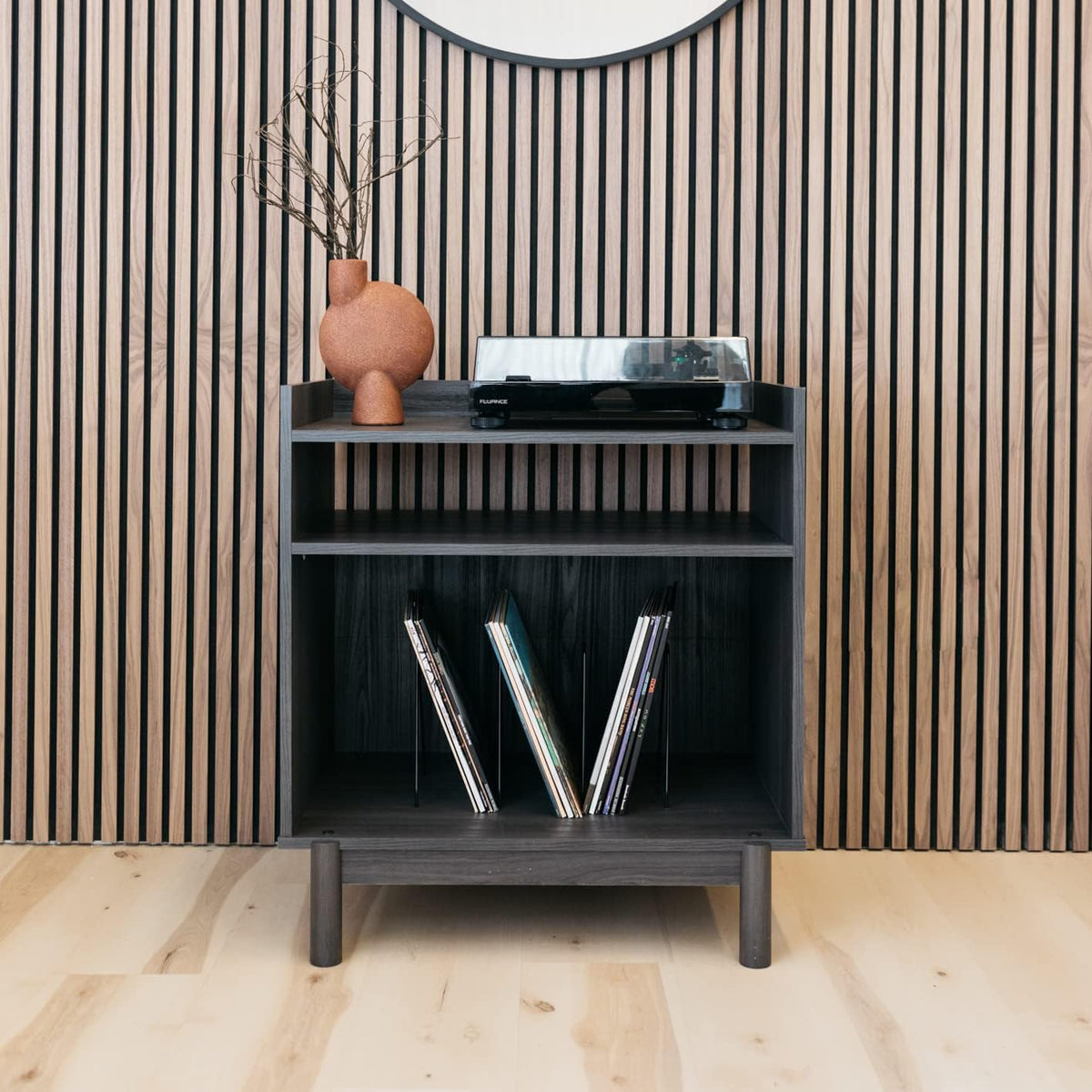 Dark Gray Turntable Media Console S2699