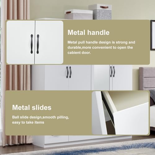 Gray Wooden Armoire Wardrobe with 3 Drawers W3983