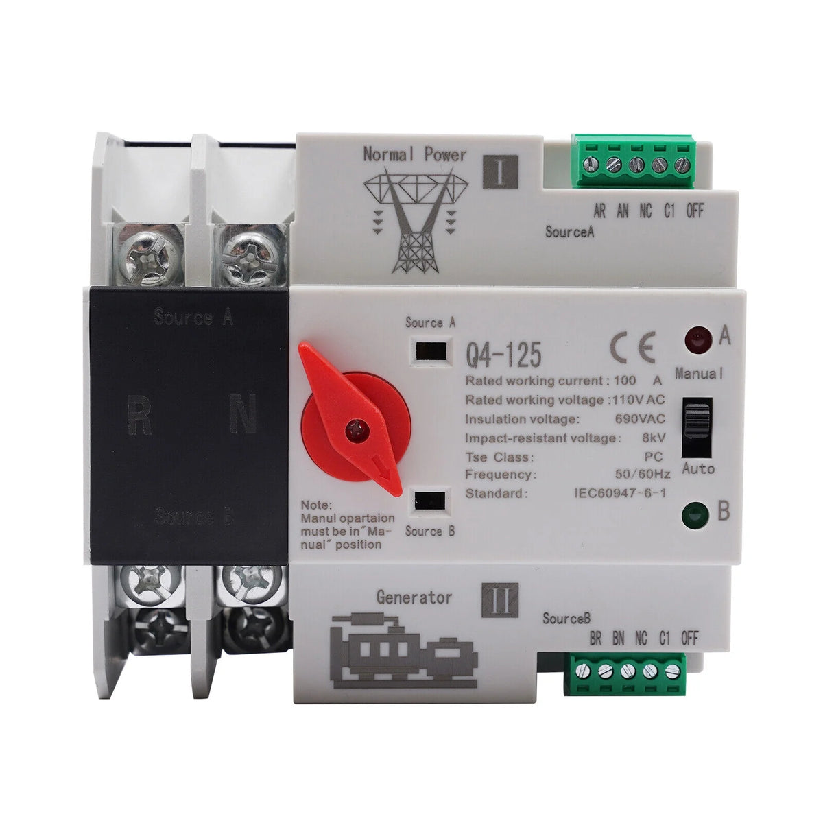2P 100A 110V 50Hz/60Hz Automatic Transfer Switch W705