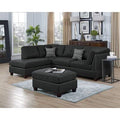 Ash Black Fabric Sofa u0026 Chaise with Ottoman T96439