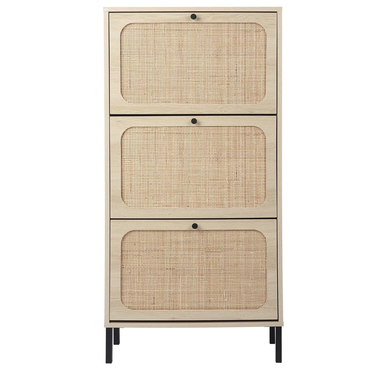 3 Flip Drawer Rattan Shoe Cabinet with Adjustable Shelves C36486