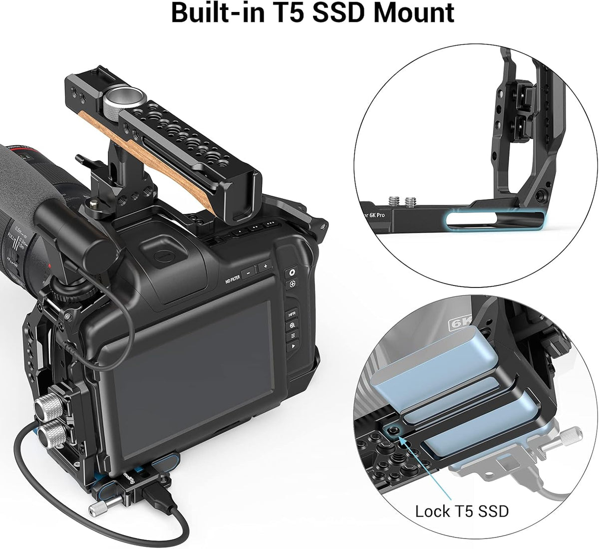 Full Cage for Blackmagic Pocket Cinema Camera 6K Pro with NATO Rail & Cold Shoe Mount J89104
