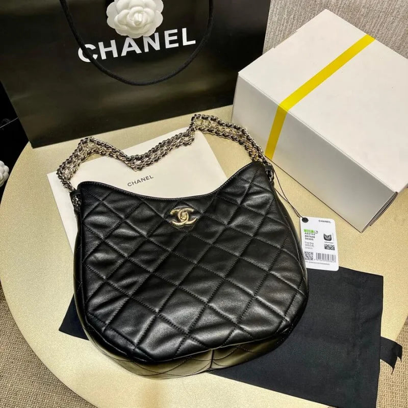 Black Lambskin Hobo Bag W895640