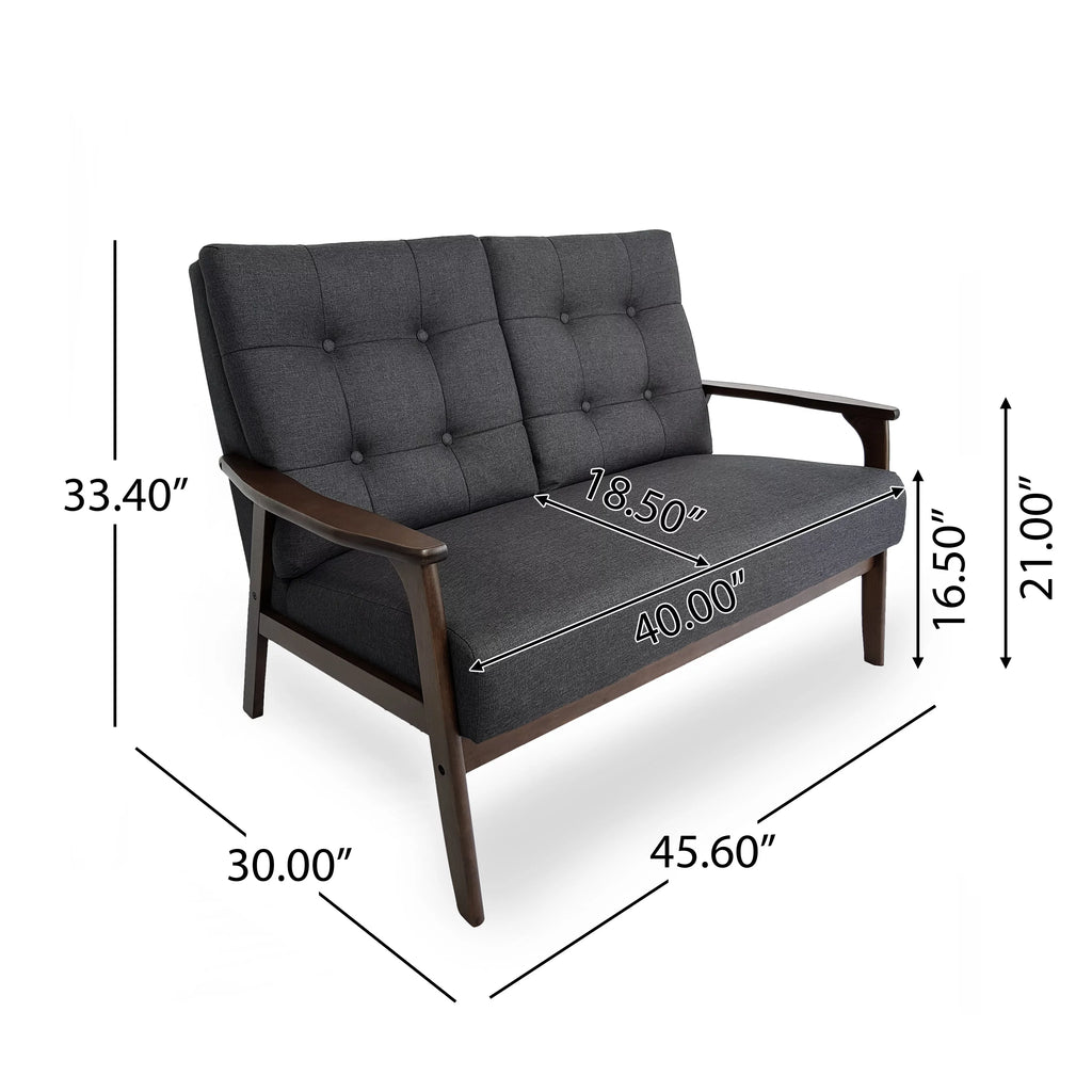 Charcoal Gray Fabric 2 Piece Sofa and Loveseat W991011