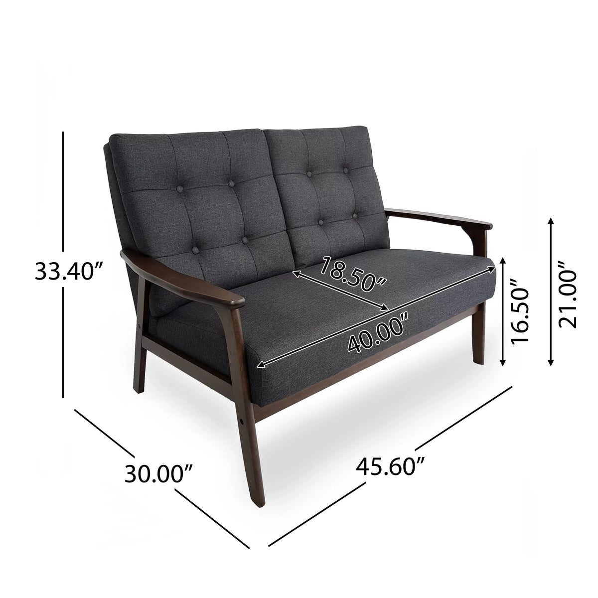 Charcoal Gray Fabric 2 Piece Sofa and Loveseat W991011