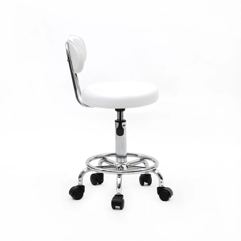 White Adjustable PU Leather Rolling Stool I106321