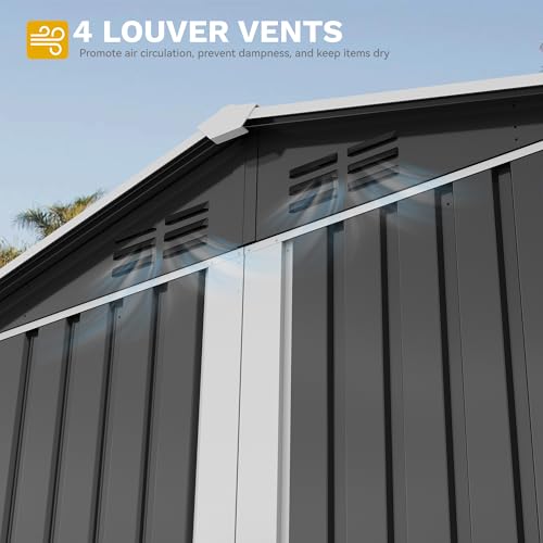 6x4ft Metal Outdoor Storage Shed with Window H334367