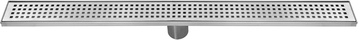 Stainless Steel Linear Drain with Square Pattern Grate Shower Drain Kit (28 x 2.75 Inches) B2800