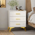 White 3 Drawer Wood Nightstand O744439