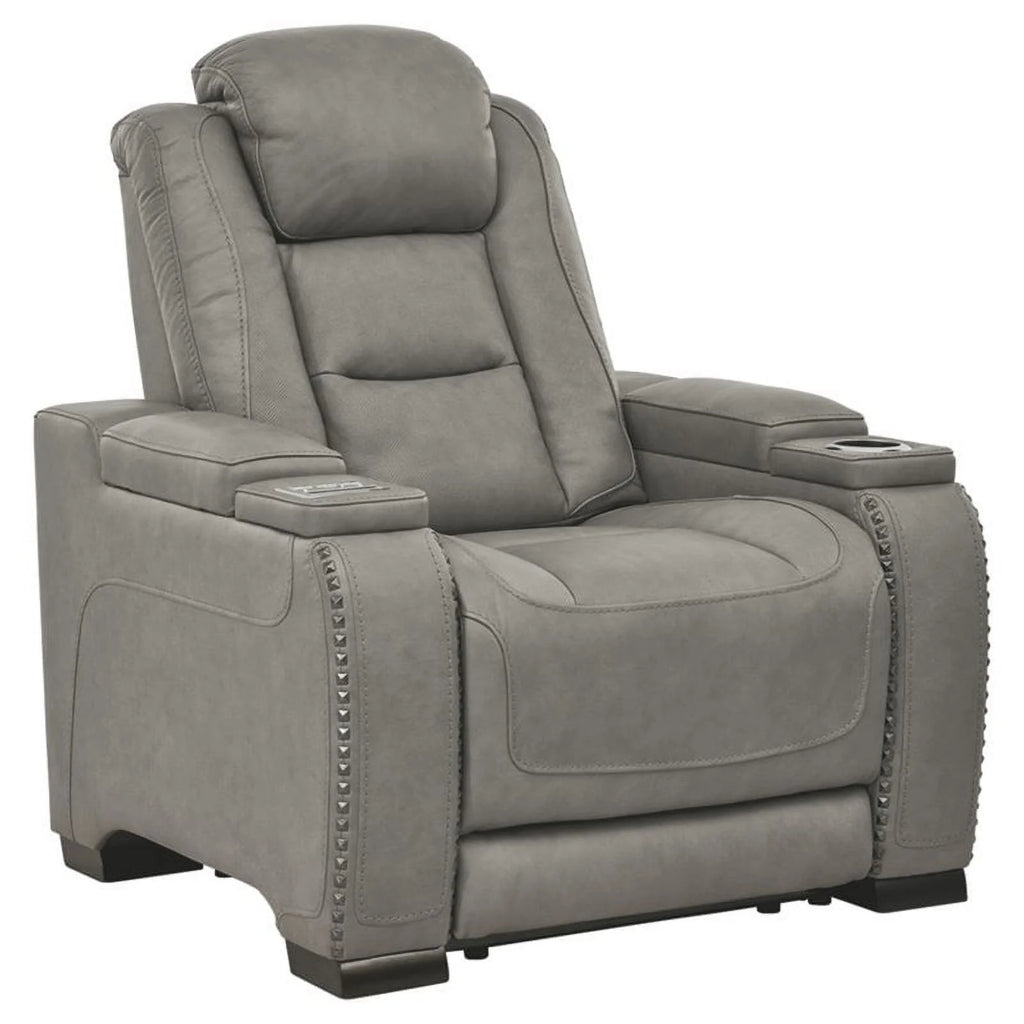 Gray Leather Power Recliner A146