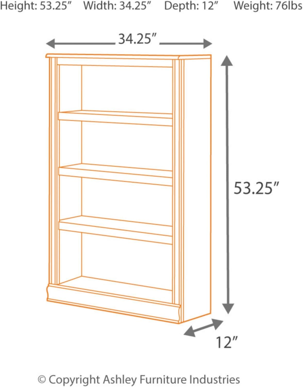 Brown Bookcase with 3 Adjustable Shelves A776371