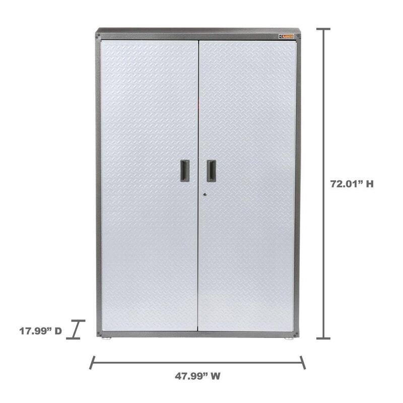 Steel Freestanding Garage Cabinet in Silver Tread F38290