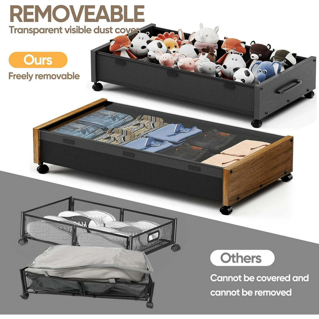 80L Extra-large Rolling Under Bed Storage Bins 2 Pack with Removable Lid M1224
