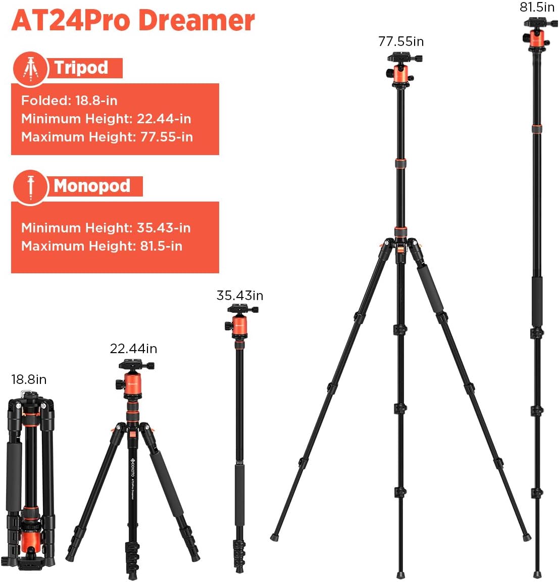 77’’ Aluminum Camera Tripod with 360 Degree Ball Head T4812