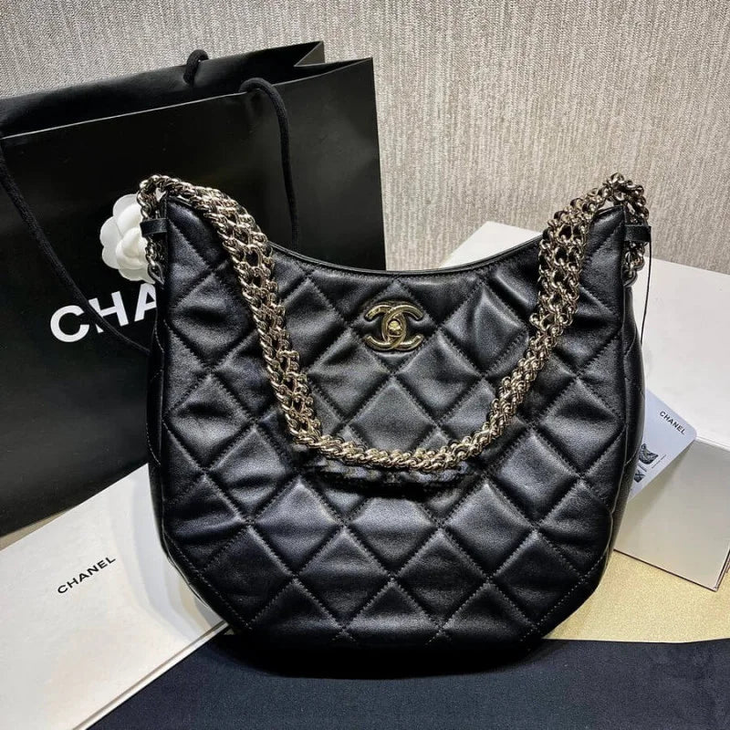 Black Lambskin Hobo Bag W895640