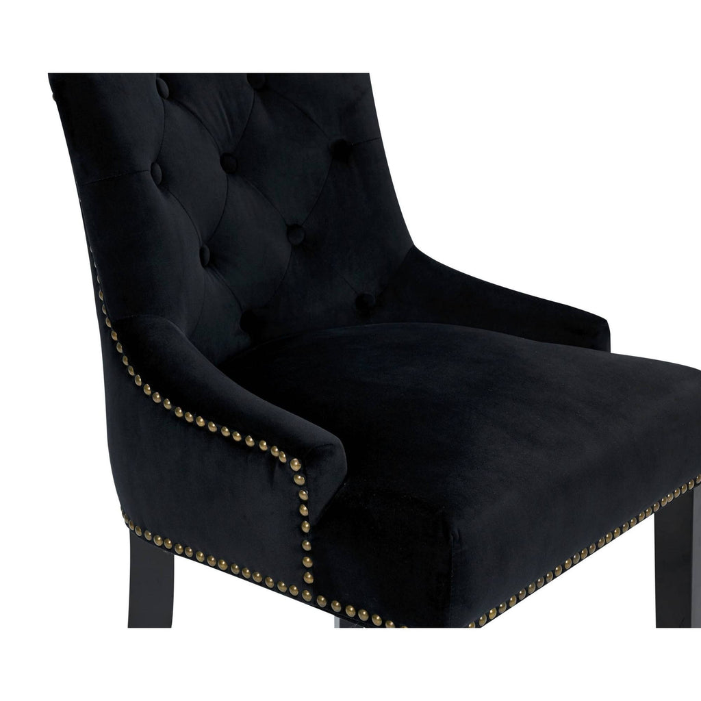 Black Velvet Nailhead Counter Stool Chair H976