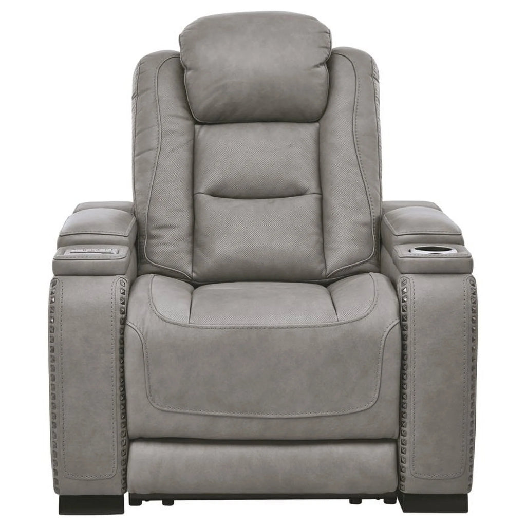 Gray Leather Power Recliner A146