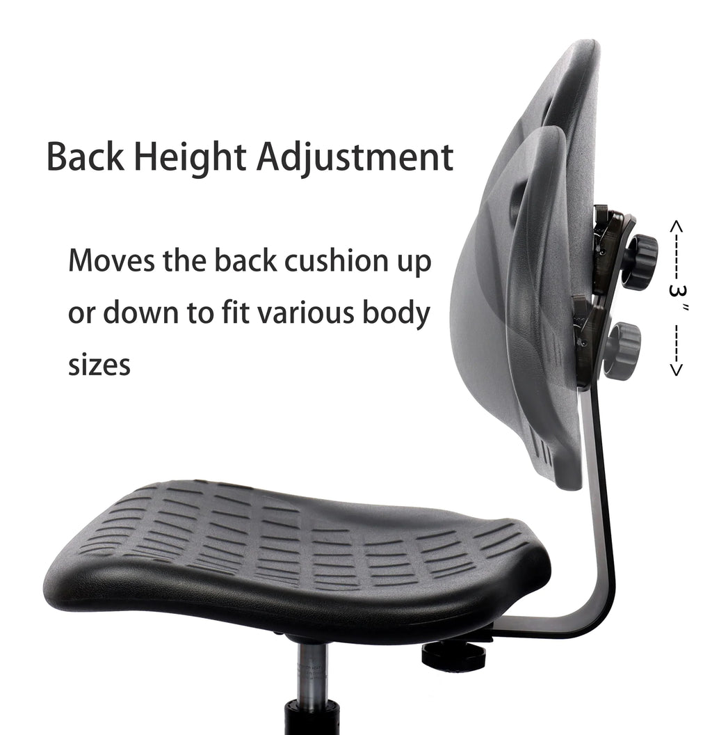 Polyurethane Drafting Lab Stool Chair, 18" Adjustable Footring, 10" Adjustable Height G67528