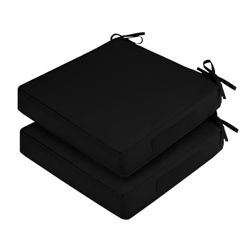 Waterproof Outdoor Chair Cushions Set of 2, Square 19 x 19 with Ties and Removable Covers L98387