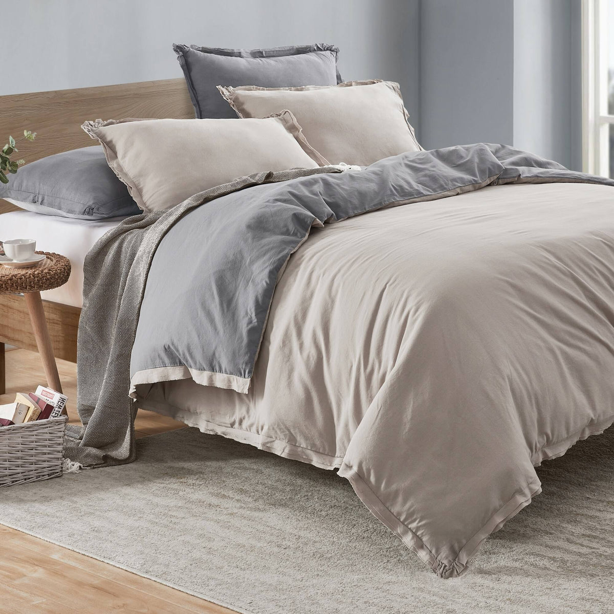 King Garment Washed Cotton Duvet Cover Set F7646