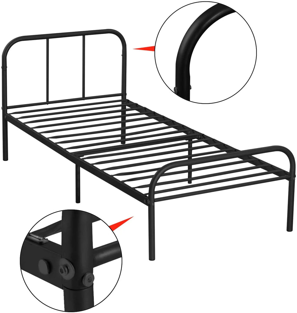 Twin XL Black Metal Bed Frame with Headboard and Footboard G134079