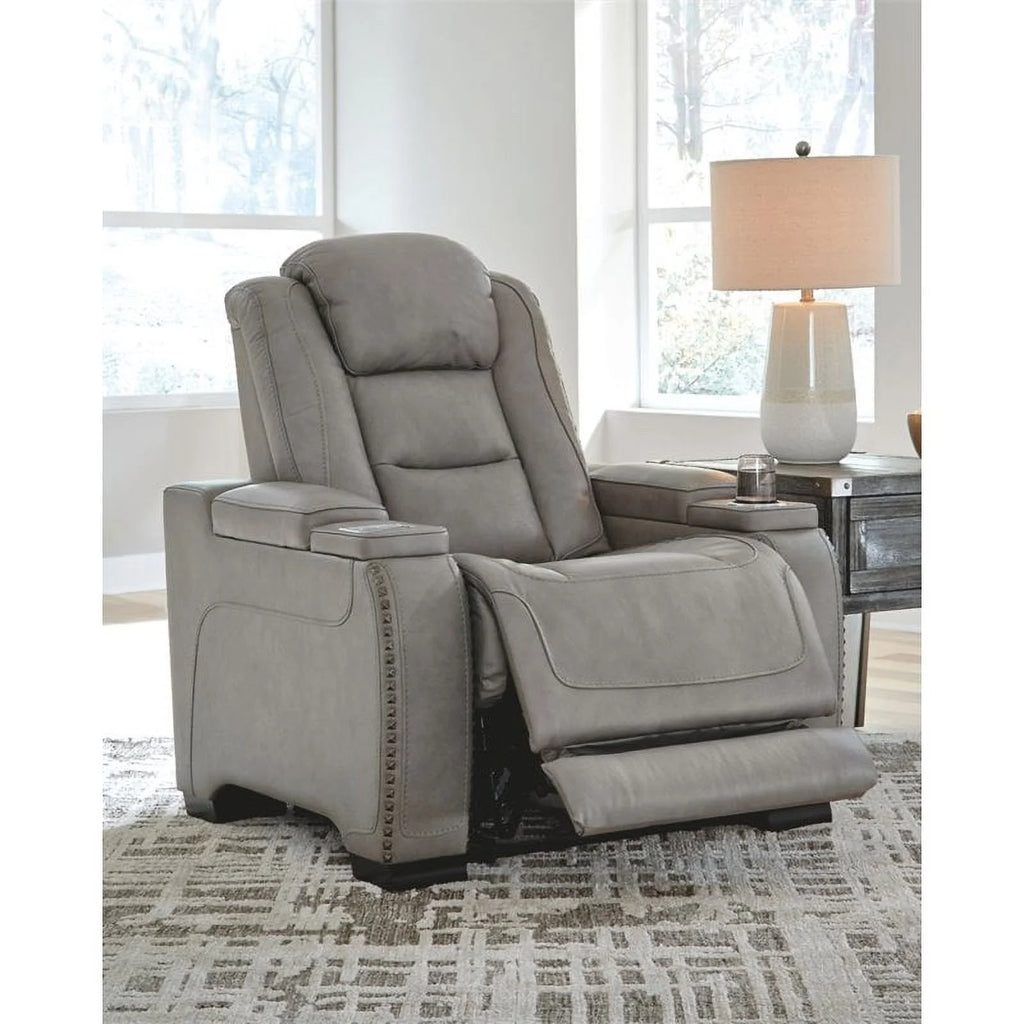Gray Leather Power Recliner A146