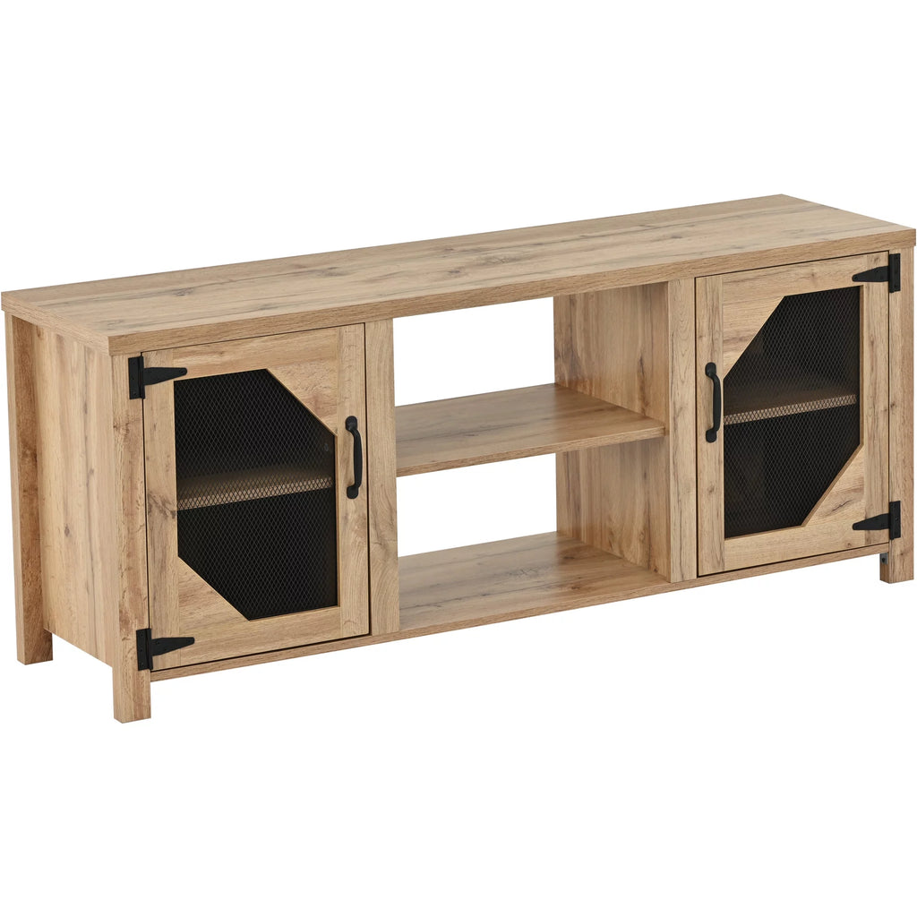 Natural Wood TV Stand with 2 Door Cabinet B618903