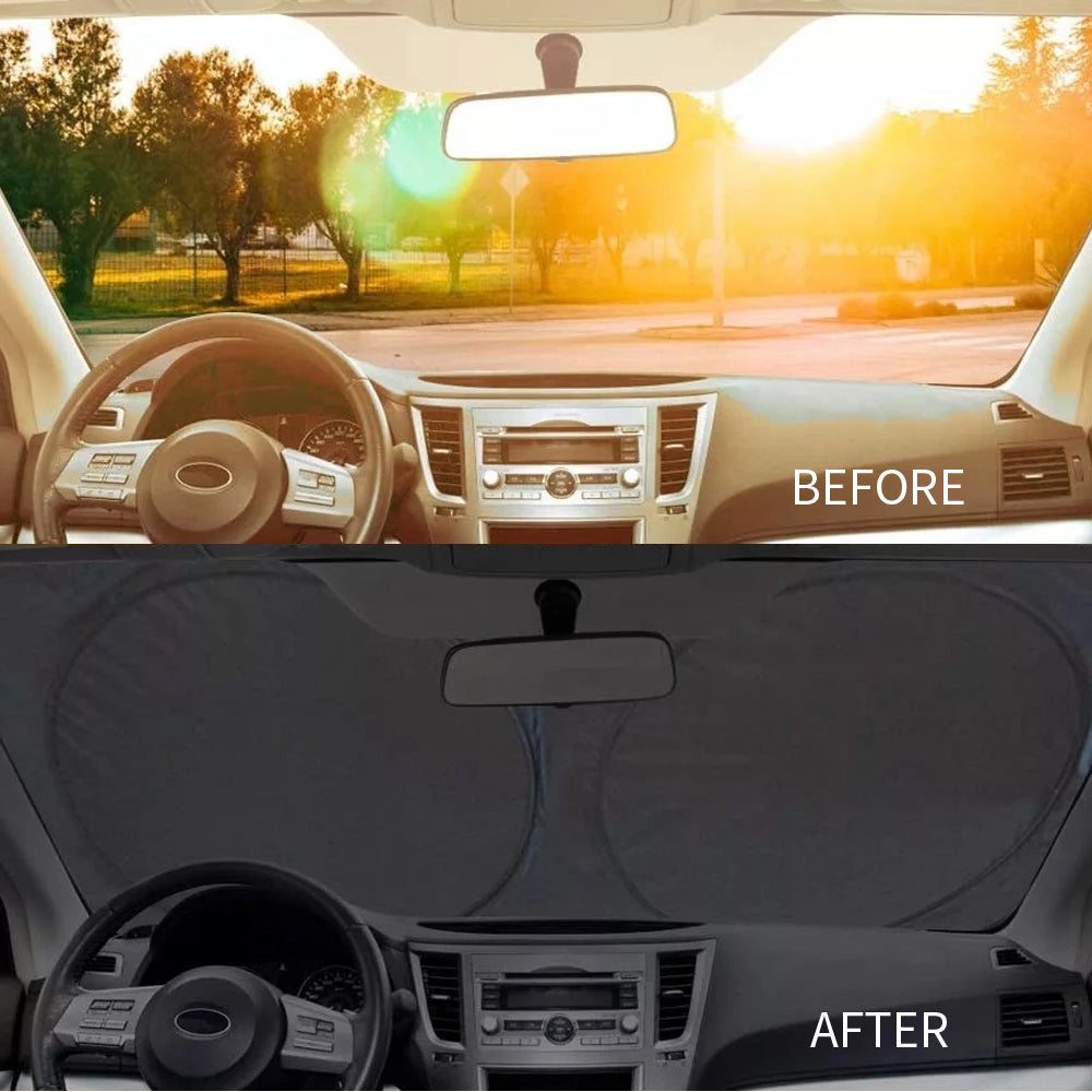 Silver Reflective Fabric Windshield Sun Shade T534
