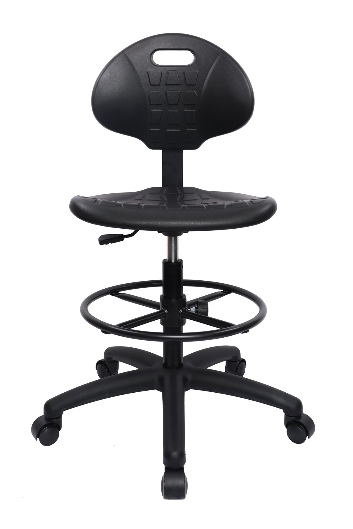 Polyurethane Drafting Lab Stool Chair, 18" Adjustable Footring, 10" Adjustable Height G67528
