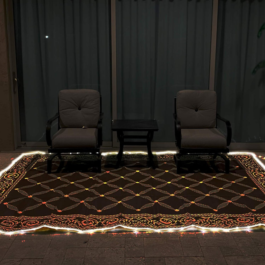 Brown Beige 8-Feet x 11-Feet Reversible Outdoor Mat S16171