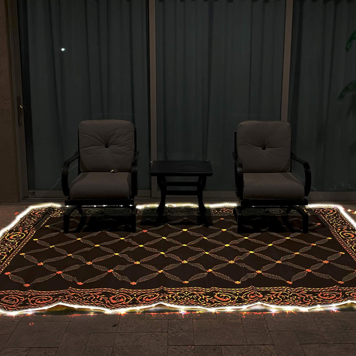 Brown Beige 8-Feet x 11-Feet Reversible Outdoor Mat S16171