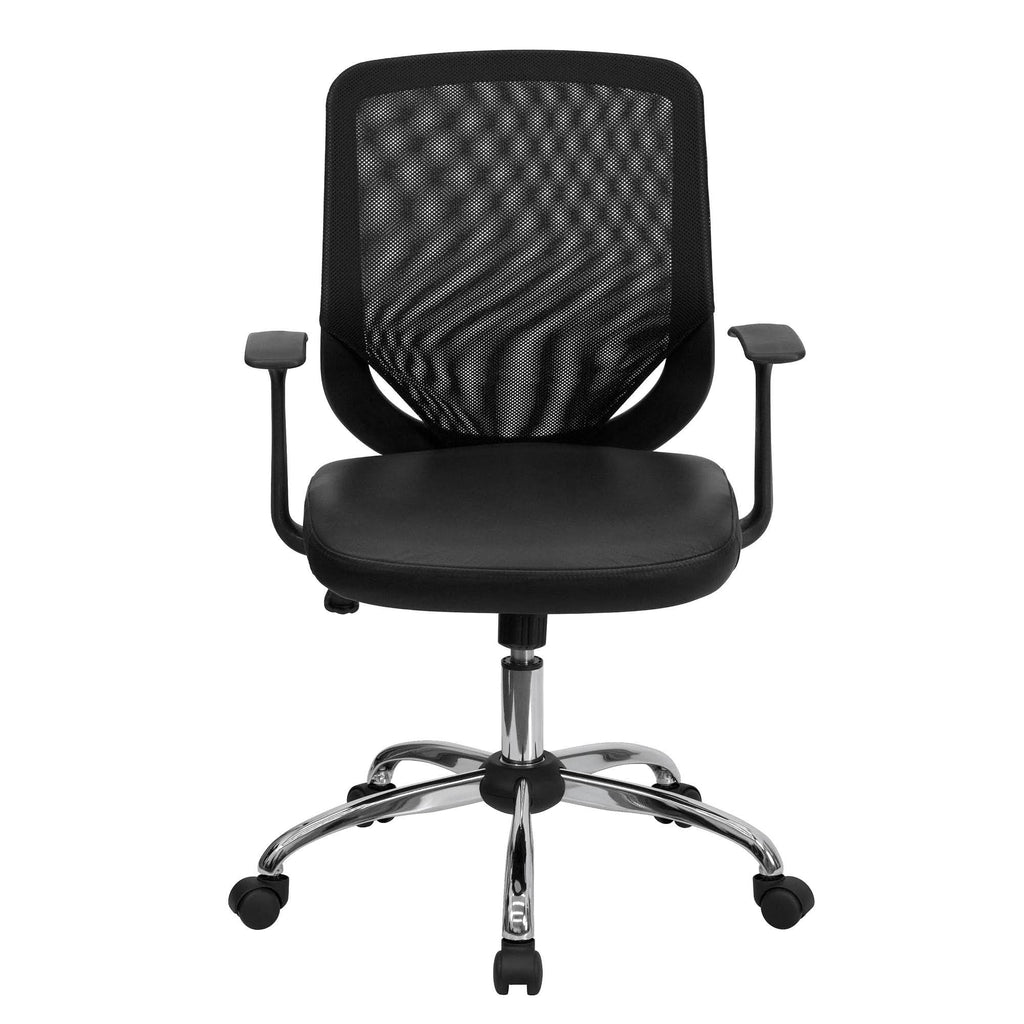 Black and Metallic Gray Contemporary Executive Swivel Office Chair C1592