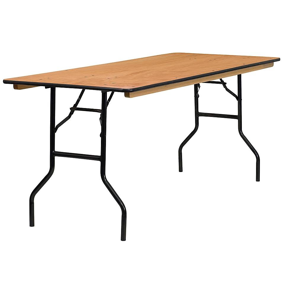 6' Rectangular Wood Folding Banquet Table H7728