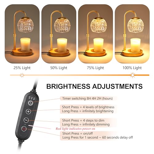 Gold Glass Electric Candle Warmer Lamp with Timer and Dimmer U623701