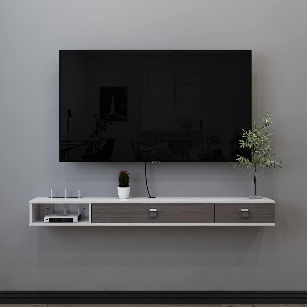 Floating TV Shelf with 2 Doors P66880