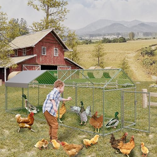 Large Metal Chicken Coop with Waterproof Anti-UV Cover X656