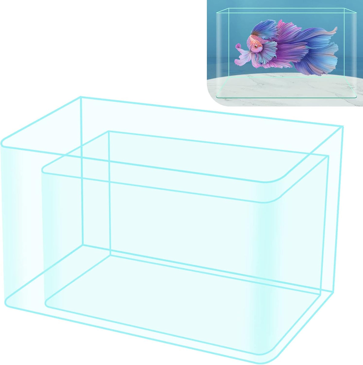 2 Pack Rimless Small Fish Tank Q2831