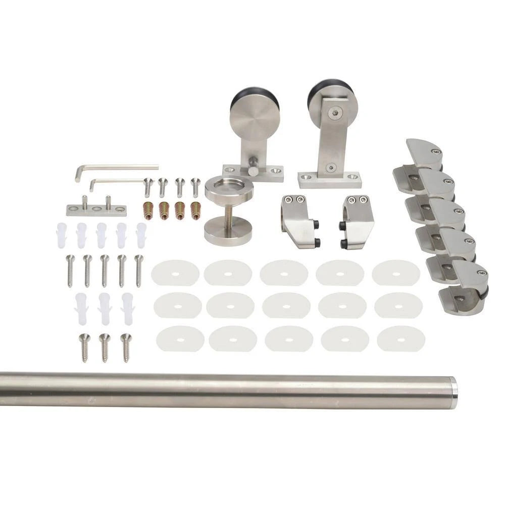 96 in. Stainless Steel Sliding Door Track and Hardware Set F72765