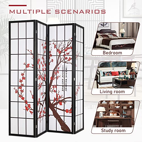 White 4 Panel Folding Wood Room Divider W3484
